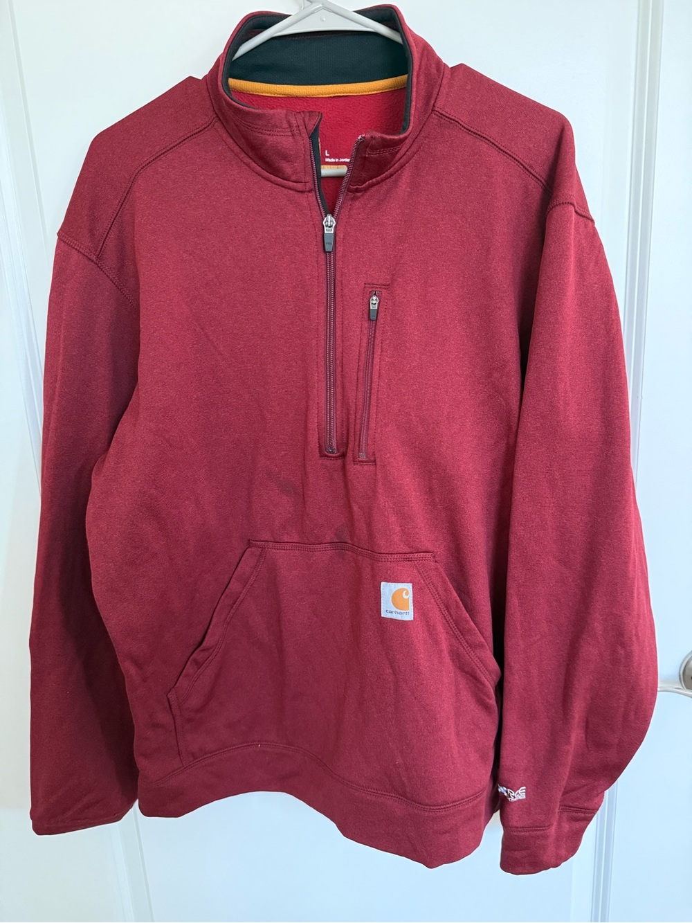 Carhartt Men's Deep Red Zip-Up Pullover with Chest Pocket